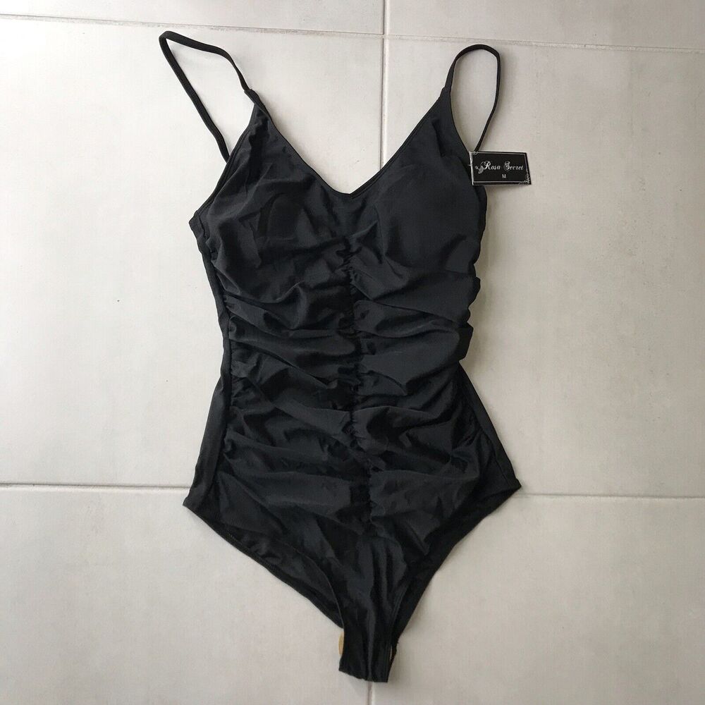 Rosa Secret Plunge One Piece Swimsuit Ruched